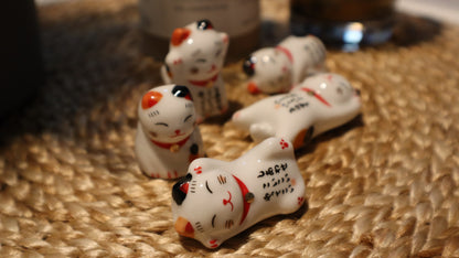 Figurin keramik katt miniatyrer Japan